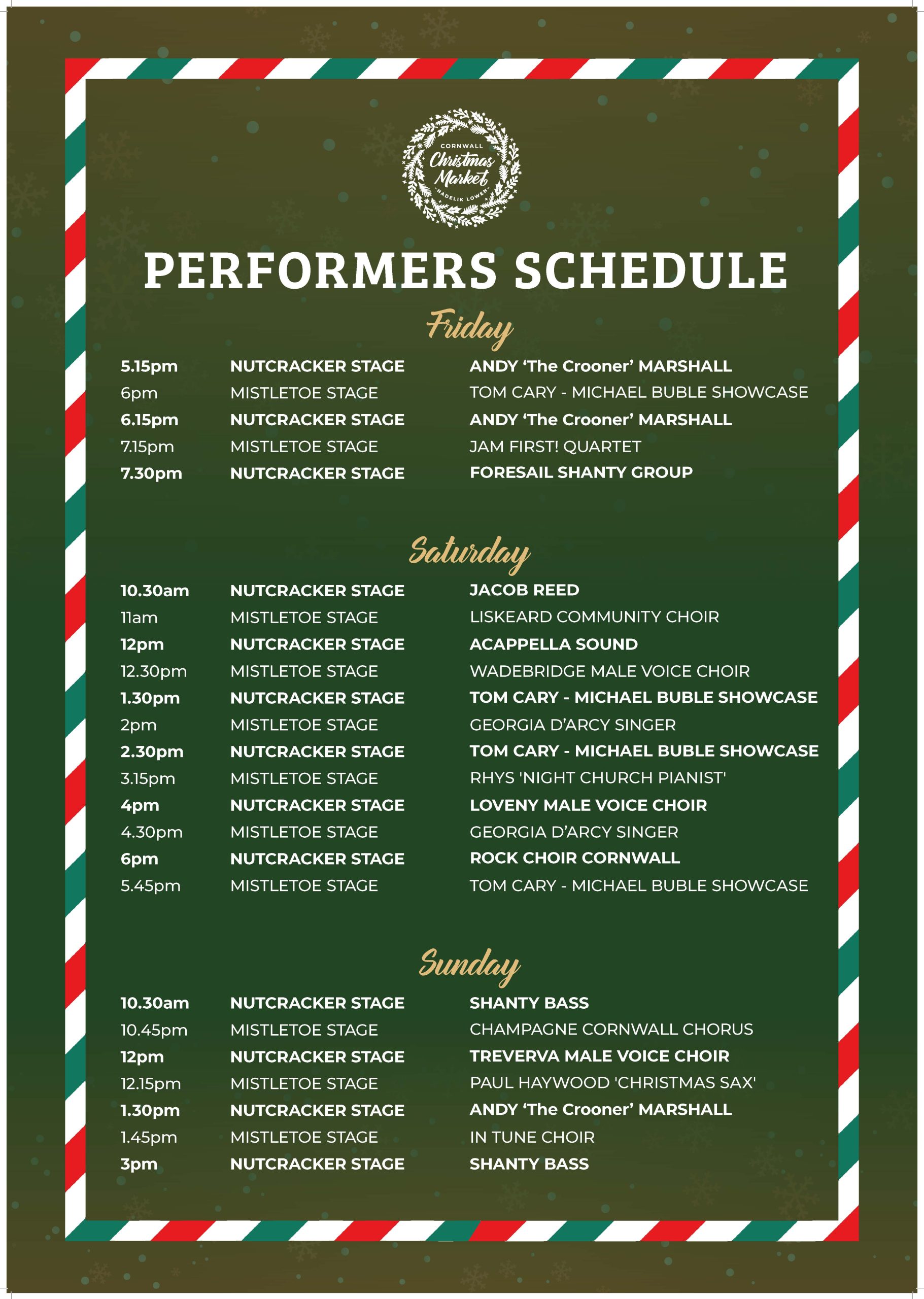 Cornwall Christmas Market performers 